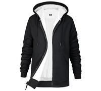 Sweats à Capuche Femme Doublé Hoodie Pull Polaire Zippé Veste à Capuche Fourrée Blouson Doublé Vêtement Femme Hiver Chaud Tailles S-XL (Noir, L)