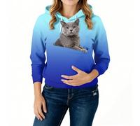 Sweats À Capuche Femme Hiver avec Poche Kangourou Et Poche De Transport pour Animal - Pull pour Chat - Sweat Kangourou Chien Grand Taille Confortable pour Maîtresse d'animal De Compagnie Bleu Royal M