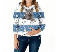 Sweats À Capuche Femme Hiver avec Poche Kangourou Et Poche De Transport pour Animal - Pull pour Chat - Sweat Kangourou Chien Grand Taille Confortable pour Maîtresse d'animal De Compagnie Bleu Clair S