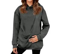 Sweats À Capuche Femme Hiver avec Poche Kangourou Et Poche De Transport pour Animal - Pull pour Chat - Sweat Kangourou Chien Oversize Confortable pour Maîtresse d'animal De Compagnie Gris Foncé,S