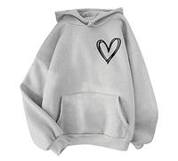 Sweats À Capuche Femme Original, Sweat Femme Oversize Long Tops Mi Saison Hauts Avec Motif Cœur Loungewear Imprimé Capuchesweat Personnalisé Hoodies Avec Poche Sweatshirt Outdoor Sweat Hoodie
