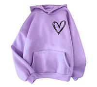 Sweats À Capuche Femme Original, Sweat Femme Oversize Long Tops Mi Saison Hauts Avec Motif Cœur Loungewear Imprimé Capuchesweat Personnalisé Hoodies Avec Poche Sweatshirt Outdoor Sweat Hoodie