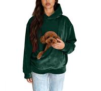 Sweats À Capuche Femme Pull Pour Chat Avec Grande Kangourou Poche Sweat Polaire Chien Titulaire Chaud Transporteur Pochette Pull Kangourou Chat Pour Amoureux Des Animaux Domestiques 04-Vert Foncé M