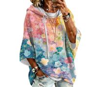 Sweats À Capuche Femme Veste Sweatshirt A avec Coupe Ample Manches Trois