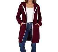 Sweats à Capuche Femme Zippé Longue Veste Hoodie Manches Longues Décontracté Chaud Oversize Chic et Elegant Unie Sweatshirts Manteau Y2k Streetwear Ample Outerwear Cardigan Veste Sport Automne Hiver