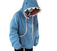Sweats à Capuche Femmes en Forme De Requin Sweat-Shirts De Dessin Animé avec Cordon Mignon Bleu Veste à Capuche Veste en Peluche éPaisse Hoodie Sweatshirt Manches Longues Pull Animal avec Poche
