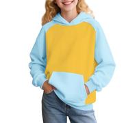 Sweats À Capuche Fille Doux Automne Fille Sweats à Manches Longues Filles Filles Léger Confortable Hoodie Fille Sport Couleur Unie Sweatshirt Avec Poches Y2k Hiver Pull Streetwear, jaune, 6 ans