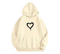 Sweats À Capuche Fille Garçon - À Capuche Et - Shirts Pull Confortable avec Imprimé Cœur À Capuche À Manches Longues avec Poche Parfait pour Une Tenue Décontractée Et Un (Beige 5-6 Years)