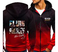 Sweats à capuche fins pour hommes - Elvis Presley Sports Outwear Casual Gradient jacket Slim Fit Cardigans élégants(Color:A3,Size:3XL)