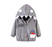 Sweats à Capuche garçon 6 Mois a 4 Ans Requin Dessin animé Veste Enfant Garcon Demi Saison zippee Cardigan Manteaux et Blousons bébé garçon Automne Leger Manche Longue Mignon (Grey, 6-12 Months)