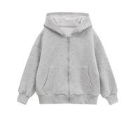 Sweats à Capuche Garçon Fille Enfant Zippée Vêtements Rembourré Fermeture éclair Sweat à Manches Longues Couleur Unie Décontracté Basique Manteau Full Zip Hoodie Sweatshirt 5-16 Ans (Grey, 7-8Years)