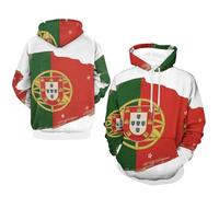 Sweats À Capuche Homme Portugal Drapeau National Sweat À Capuche Haut Patchwork Manches Longues Hoody Hauts Décontractés avec Poches Style Classique du Royaume-Uni Sweats De Travail