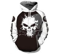 Sweats à Capuche Homme Pun.ish-ER, Sweat à Manches Longues avec Poche Kangourou, Vêtement Occasionnel pour Automne Hiver-Black D||XXL