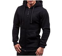 Sweats à Capuche Homme Zippé Hoodie DéContracté LéGer Manches Longues Sportswear Sweat Couleur Unie VêTements Casual Fermeture ÉClair Sweaters Automne Hiver Chaud Cardigan Jacket avec Poche