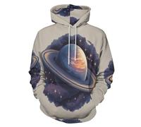 Sweats À Capuche Imprimé Saturne Design Nébuleux pour Hommes Et Femmes, Style Science-Fiction Ample Hoodie Unisexe 3D Automne Hiver Manches Longues Sport Tops Pullover Sweat-Shirts