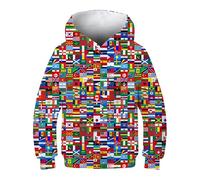Sweats à Capuche imprimés avec Drapeaux du Monde pour garçons et Filles 6-14 Ans, Manches Longues, 3D (FR/ES, Âge, 8 Ans, 10 Ans, Taille Normale, Wflg02)