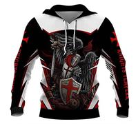 Sweats À Capuche Knights Templar Sweatshirts pour Hommes Pull À Manches Longues Imprimé 3D De Croisés Médiévaux Cosplay Cadeaux Templiers pour Hommes (S-5XL)
