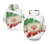 Sweats À Capuche L'Iran Drapeau National Manches Longues Sweatshirt Automne Hiver Thermique Hauts avec Poches Style Classique du Royaume-Uni Sweats De Travail