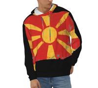 Sweats À Capuche Macédoine du Nord Drapeau National Manches Longues Sweatshirt Automne Hiver Thermique Hauts avec Poches Style Classique du Royaume-Uni Sweats De Travail