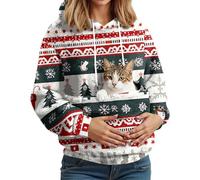 Sweats À Capuche Noel Femme avec Poche pour Chat Et Chien - Libérez Vos Mains - Transport Facile, Idéal pour Télétravail, Promenade en Hiver Sweat Soft pour Propriétaire d'animal Rouge M