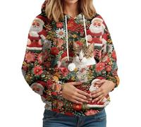 Sweats À Capuche Noel Femme avec Poche pour Chat Et Chien - Libérez Vos Mains - Transport Facile, Idéal pour Télétravail, Promenade en Hiver Sweat Soft pour Propriétaire d'animal Vin Rouge M