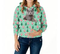 Sweats À Capuche Noel Femme avec Poche pour Pet Chat Et Chien, Pull Porte-Animal avec Poche Kangourou Grand Taille pour Transport Animaux pour Maîtresse d'animal De Compagnie Vert XXL