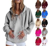 Sweats à capuche noirs pour femmes, grande taille, tendance, légers, amples et décontractés, hauts à manches longues, pull d'automne avec poche, Rouge, L