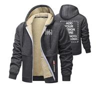 Sweats à Capuche personnalisés pour Hommes vêtements de Travail d'hiver doublés en Polaire Hommes Vestes zippées personnalisées Ajoutez Un nom Un Logo Un Texte ou Une Photo,Gray-s