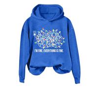 Sweats à capuche pour femme avec imprimés mignons, hauts légers, sweats à capuche avec imprimé de Noël, bleu, M