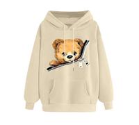 Sweats à capuche pour femmes avec poche imprimé ours mignon chemises décontractées coupe ample à manches longues pull haut printemps automne graphique sweat à capuche femme tops soldes liquidation mes