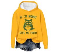 Sweats à capuche pour femmes If I'm Moody Give Me Foody Print Sweatshirt Mode Casual Lettre Imprimer Pull à manches longues, jaune, S