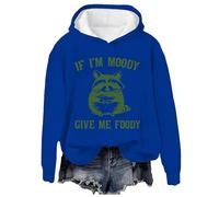 Sweats à capuche pour femmes If I'm Moody Give Me Foody Print Sweatshirt Mode Casual Lettre Imprimer Pull à manches longues, B1-bleu., XL