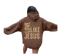 Sweats à capuche pour femmes T-shirts graphiques décontractés à manches longues, sweats à capuche, hauts de pull pour femmes sous-vêtements animés femmes, marron, M