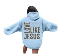 Sweats à capuche pour femmes T-shirts graphiques décontractés à manches longues, sweats à capuche, hauts de pull pour femmes sous-vêtements animés femmes, bleu clair, M