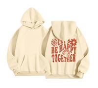 Sweats à Capuche pour Filles Version Quotidien et Confort Pull imprimé avec Poche et Capuche idéal pour l’Hiver des Enfants de 2 à 13 Ans Usage décontracté et Scolaire (Beige, 5-6 Years)