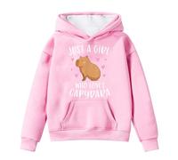 Sweats à Capuche pour Filles vêtement Polyvalent édition Automne Hiver Pull Manches Longues avec Poche Motif Capybara Style décontracté pour l'école et Les activités (6-7 Years)