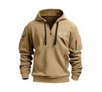 Sweats à Capuche pour Hommes avec Demi-Fermeture éclair Polaire Sweat Zippé Manches Longues Pull Automne Hiver Chaud Sweatshirts Veste Sport Décontracté Hoodie Travail Randonnée Veste mi Saison C 3XL