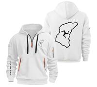 Sweats à Capuche Pour Hommes Pull à Quart De Fermeture éclair Pour I.s.l.e Of M.a.n T..t Sweat à Capuche Décontracté à Manches Longues Sweat De Course Poches Multiples Vestes D'extérieur White-1 3XL