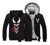 Sweats à capuche pour hommes Super-héros Venom Zipper Polaire Veste Manteau d’hiver Pull chaud Top à capuche pour homme Doublé Pull à manches longues Vêtements d’extérieur avec poches,A-Aldult 5XL