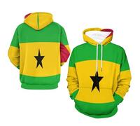 Sweats À Capuche Sao Tomé-Et-Principe Drapeau National Manches Longues Sweatshirt Automne Hiver Thermique Hauts avec Poches Style Classique du Royaume-Uni Sweats De Travail