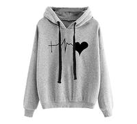 Sweats à capuche surdimensionnés pour femme - Pull léger pour femme - Pull semi-zippé en polaire sans capuche - Pull thermique uni, gris, XXL