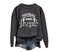 Sweats à capuche tendance 2025 avec motif amusant et graphique à col rond et manches longues pour femme Motif football Is My Favorite Season Game Day, gris foncé, M