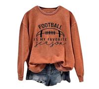 Sweats à capuche tendance 2025 avec motif amusant et graphique à col rond et manches longues pour femme Motif football Is My Favorite Season Game Day, café, L