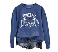Sweats à capuche tendance 2025 avec motif amusant et graphique à col rond et manches longues pour femme Motif football Is My Favorite Season Game Day, bleu, M