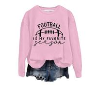 Sweats à capuche tendance 2025 avec motif amusant et graphique à col rond et manches longues pour femme Motif football Is My Favorite Season Game Day, rose, XXL