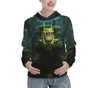 Sweats à capuche tendance pour femmes avec imprimé grenouille de paix arbre doux automne hiver pull tops pulls tenues, Noir , S