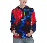 Sweats à capuche tendance pour femmes imprimé galaxie rouge bleu doux automne hiver pull tops pulls tenues, Noir , S