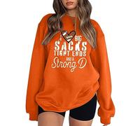 Sweats à capuche vintage pour femme Game Day I Love Big Sacks à extrémités serrées et Big D - Saison de football - Chandails à capuche vintage Y2K Gameday Football Teen, Orange, L