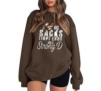 Sweats à capuche vintage pour femme Game Day I Love Big Sacks à extrémités serrées et Big D - Saison de football - Chandails à capuche vintage Y2K Gameday Football Teen, marron, M