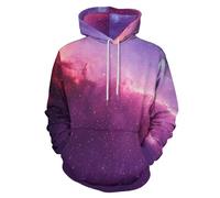 Sweats À Capuche Voie Lactée Ciel Étoilé Impressionen 3D, Chauds Homme Polyester Violet Crew Neck Manches Longues Street Rêve Nébuleuse Sweat à Capuche pour Homme et Femme 5XL